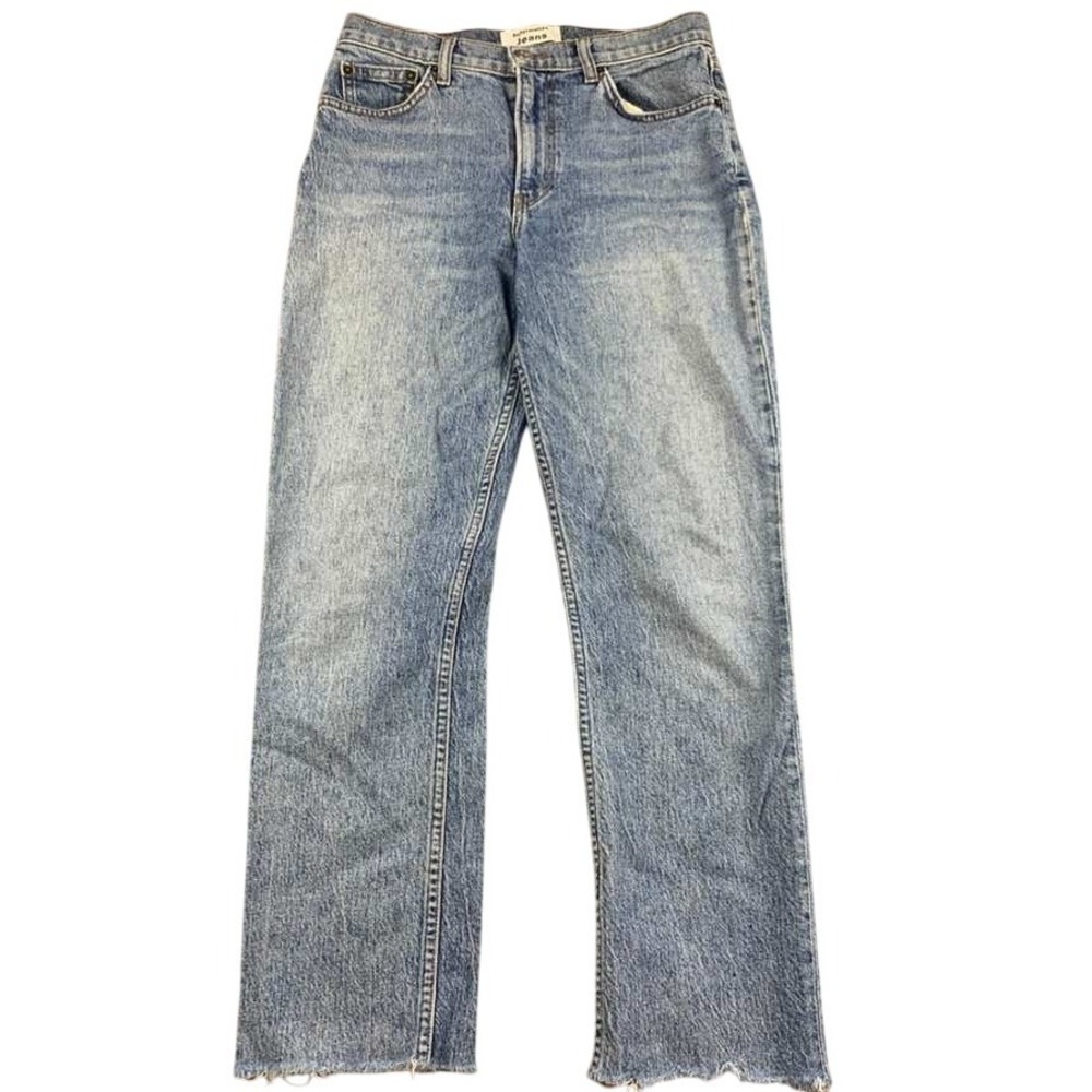 Reformation Jeans Women 26 Liza High Straight Leg Denim Palermo USA Made Raw Hem